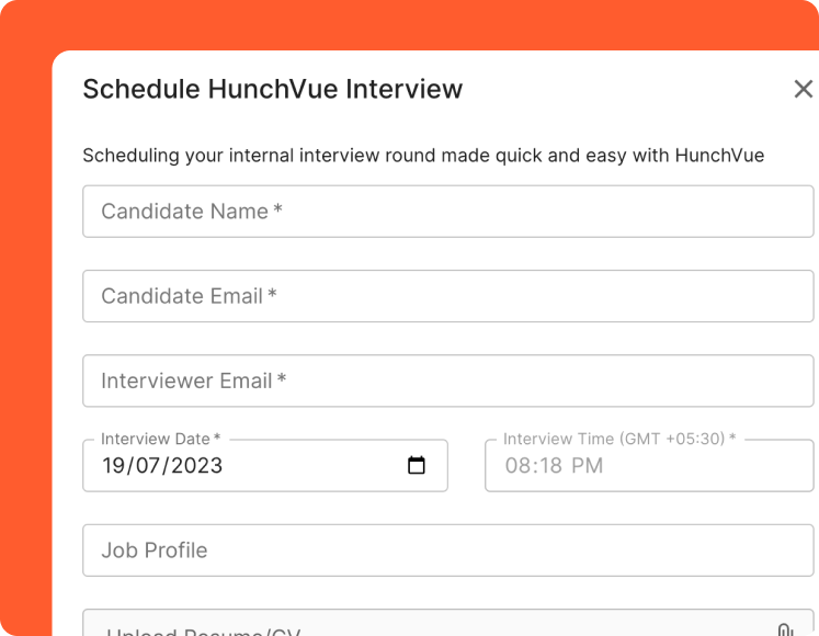 Customizable interview reports with HunchScore analytics - Detailed candidate screening reports across multiple interview rounds