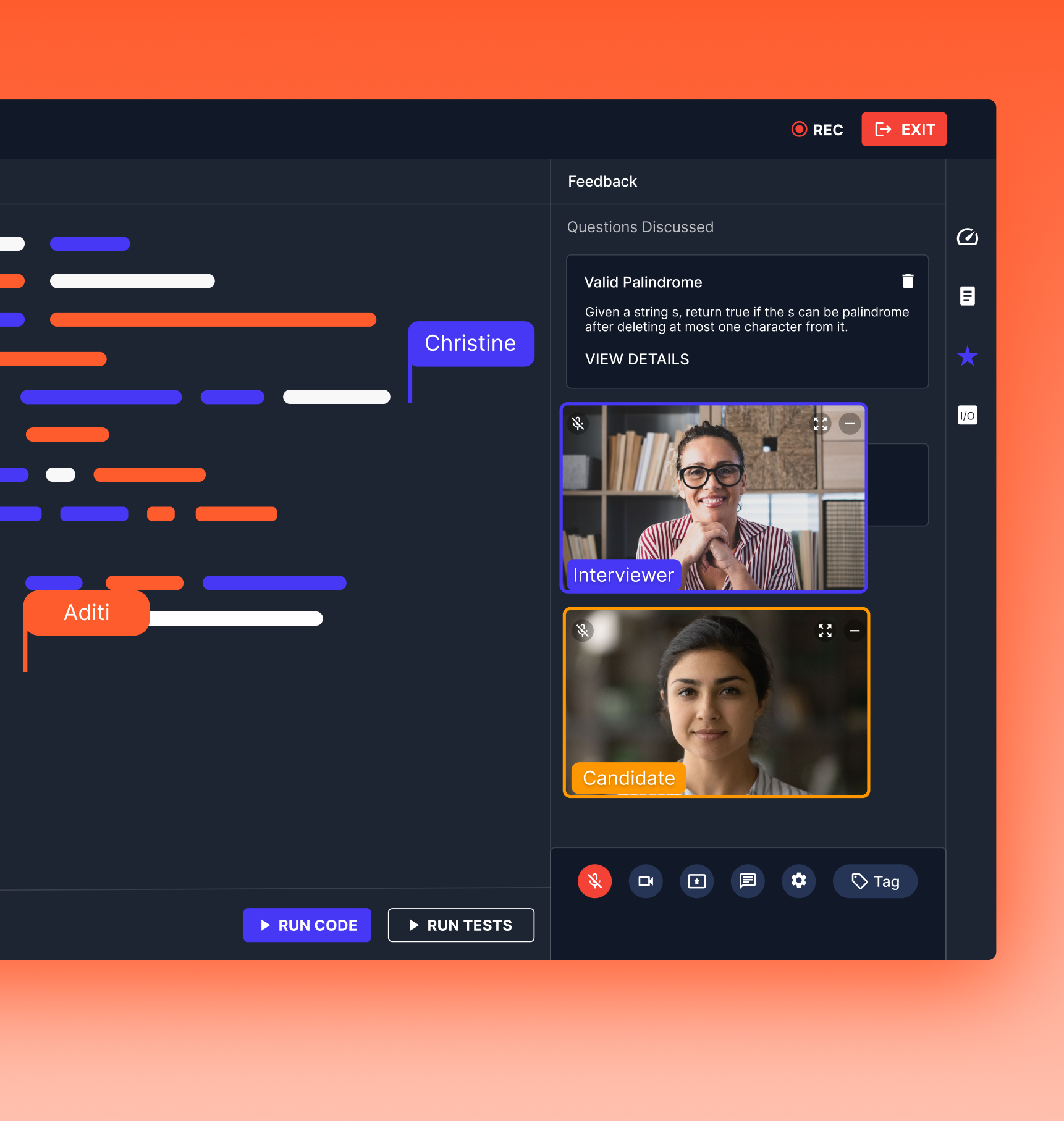 HunchScore candidate evaluation gauge - Section-wise scoring system for technical interviews showing detailed breakdown of candidate performance
