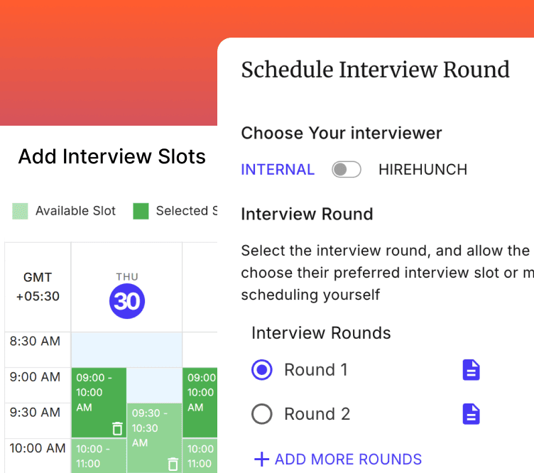 Schedule interview with candidate using calendar interface